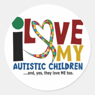 I Liebe mein autistisches Kind2 Runder Aufkleber