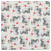 I Liebe mein bärtiger Collie Stoff (Muster)