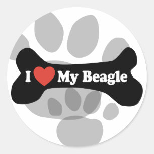 I Liebe mein Beagle - Hundeknochen Runder Aufkleber