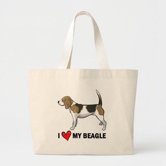 I Liebe mein Beagle Jumbo Stoffbeutel (Vorne)