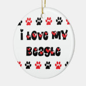I Liebe mein Beagle Keramikornament (Links)