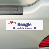 I Liebe mein Beagle (weiblicher Hund) Autoaufkleber (Auf Auto)