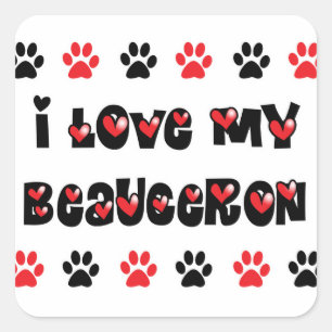 I Liebe mein Beauceron Quadratischer Aufkleber