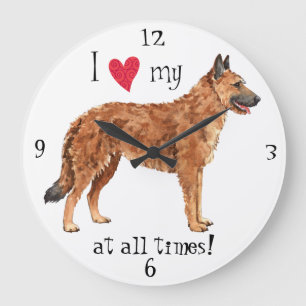 I Liebe mein belgischer Laekenois Große Wanduhr