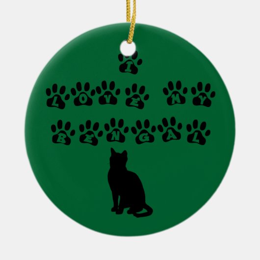 I Liebe mein bengalisches--Schwarzer Text Keramik Ornament (Vorne)