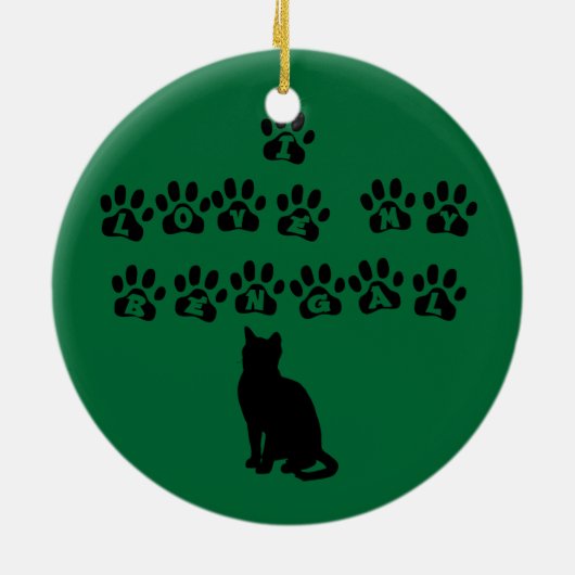 I Liebe mein bengalisches--Schwarzer Text Keramik Ornament (Hinten)