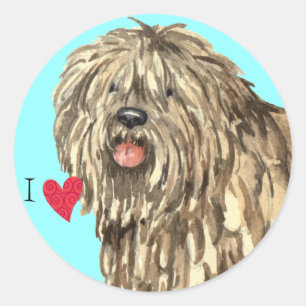 I Liebe mein Bergamasco Runder Aufkleber