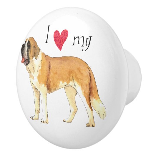 I Liebe mein Bernhardiner Keramikknauf (Rechts)