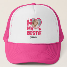 I Liebe Mein Bestie Personalisiertes Foto und Text Truckerkappe