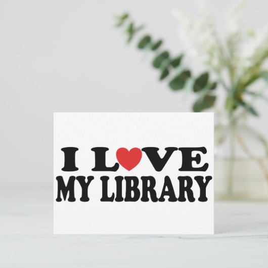 I Liebe Mein Bibliotheksgeschenk Postkarte (Stehend Vorderseite)