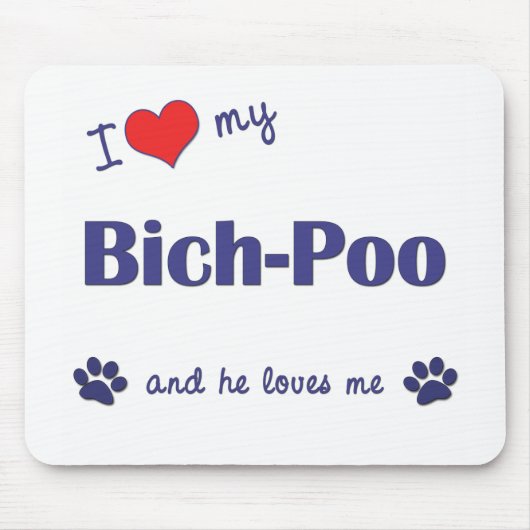 I Liebe mein Bich-Poo (männlicher Hund) Mousepad (Vorne)