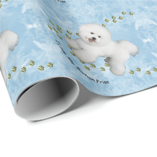 I Liebe mein Bichon Frise auf blauem Kristall Geschenkpapier