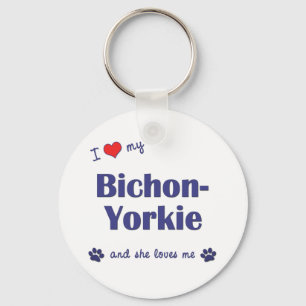 I Liebe mein Bichon-Yorkie (weiblicher Hund) Schlüsselanhänger