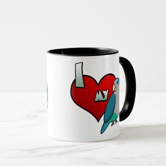 I Liebe mein blauer QuäkerParakeet Tasse (VorderseiteRechts)