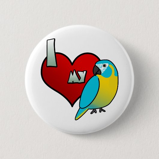 I Liebe mein blauer Throated Macaw Button (Vorderseite)