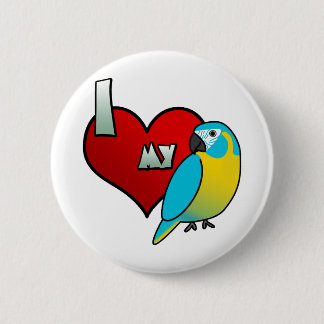 I Liebe mein blauer Throated Macaw Button