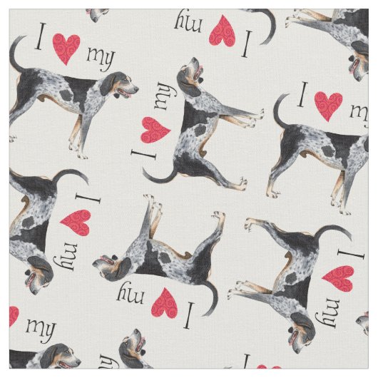 I Liebe mein Bluetick Coonhound Stoff (Nahaufnahme)