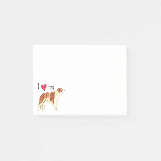 I Liebe mein Borzoi Post-it Klebezettel (Vorderseite)