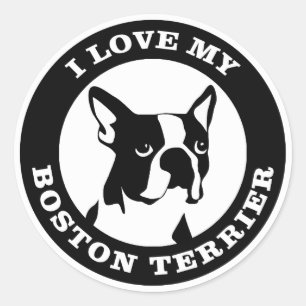 I Liebe mein Boston-Terrier Runder Aufkleber