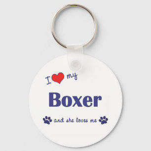 I Liebe mein Boxer (weiblicher Hund) Schlüsselanhänger