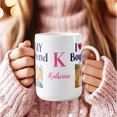 I Liebe Mein Boyfriend Monogram Initial Foto Name Kaffeetasse