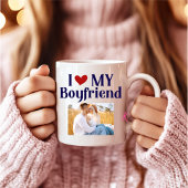I Liebe Mein Boyfriend Monogram Initial Foto Name Kaffeetasse