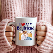 I Liebe Mein Boyfriend Monogram Initial Foto Name Kaffeetasse