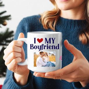 I Liebe Mein Boyfriend Monogram Initial Foto Name Kaffeetasse