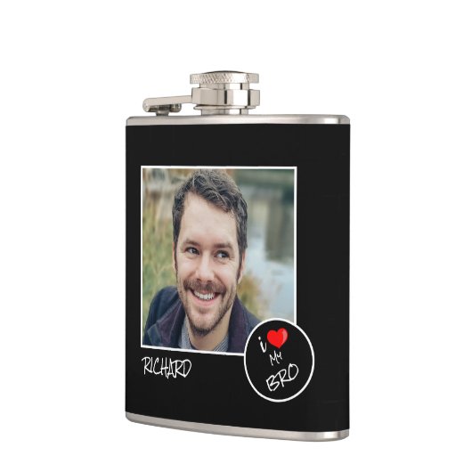 I Liebe Mein Bro, Custom Foto - Personalisiert Flachmann (Links)