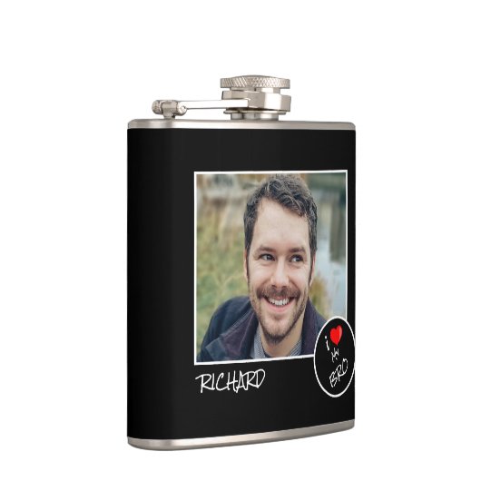 I Liebe Mein Bro, Custom Foto - Personalisiert Flachmann (Rechts)