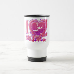 I Liebe Mein Bruder rosa/lila - Herz Reisebecher