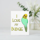 I Liebe mein Budgie Postkarte (Stehend Vorderseite)