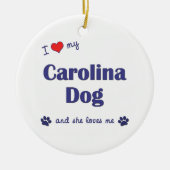 I Liebe mein Carolina-Hund (weiblicher Hund) Keramikornament (Vorne)