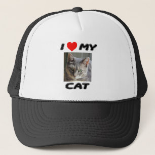 I LIEBE MEIN CAT - ADDIEREN SIE IHR EIGENES FOTO - TRUCKERKAPPE