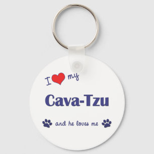 I Liebe mein Cava-Tzu (männlicher Hund) Schlüsselanhänger