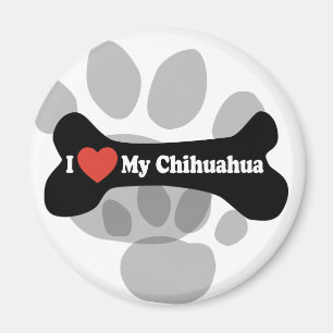 I Liebe mein Chihuahua - Hundeknochen Magnet