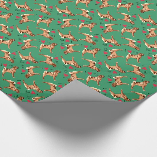 I Liebe mein chinesisches Shar-Pei Geschenkpapier (Ecke)