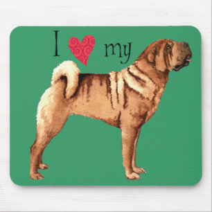I Liebe mein chinesisches Shar-Pei Mousepad