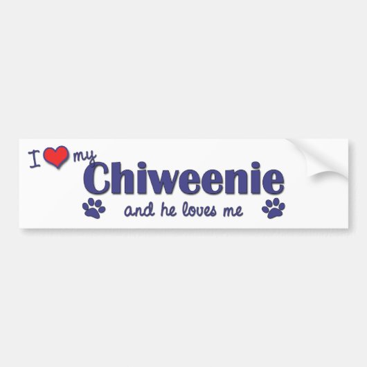 I Liebe mein Chiweenie (männlicher Hund) Autoaufkleber (Vorne)