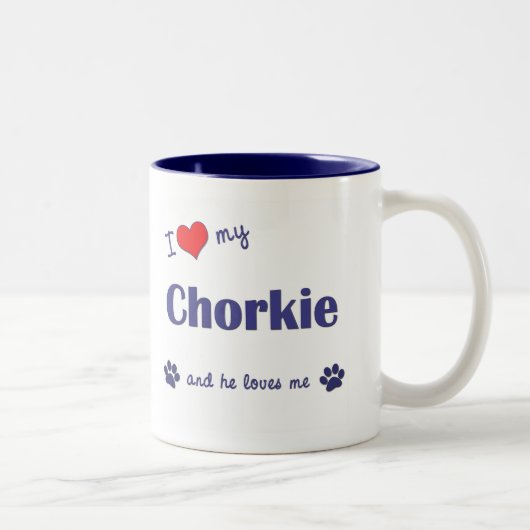 I Liebe mein Chorkie (männlicher Hund) Zweifarbige Tasse (Rechts)