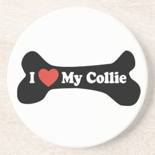I Liebe mein Collie - Hundeknochen Sandstein Untersetzer