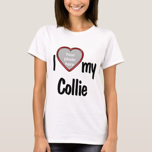 I Liebe Mein Collie Niedliches Rotes Herz Foto Rah T-Shirt (Vorderseite)