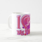 I Liebe Mein Cousin rosa/lila - Herz Kaffeetasse (Vorderseite Links)