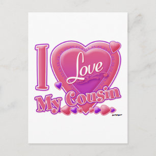 I Liebe Mein Cousin rosa/lila - Herz Postkarte