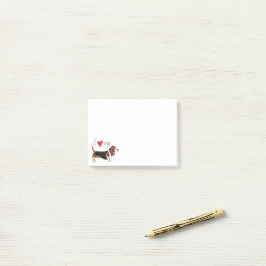 I Liebe mein Dachshund-Jagdhund Post-it Klebezettel (Auf Schreibtisch)