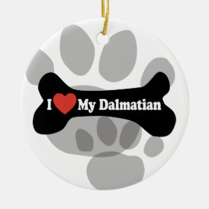 I Liebe mein Dalmatiner - Hundeknochen Keramik Ornament