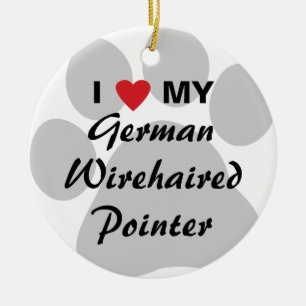 I Liebe mein deutscher Drahthaar-Zeiger Keramik Ornament