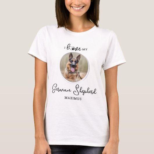 I Liebe Mein Deutscher Schäferhund Personalisiert T-Shirt (Vorderseite)