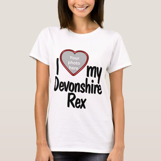 I Liebe Mein Devonshire Rex Cat Red Heart Foto Rah T-Shirt (Vorderseite)