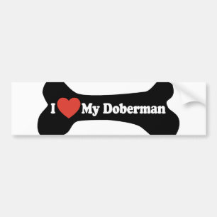 I Liebe mein Dobermann - Hundeknochen Autoaufkleber